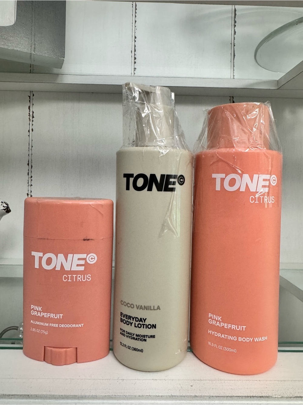 TONE Citrus Pink Grapefruit, Vanilla Set Body Wash‎ Lotion Deodorant 3pc Bundle